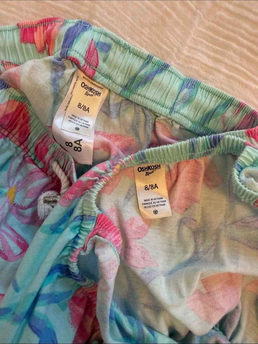 Girls Floral Mint Two-Piece Shorts Set size 8